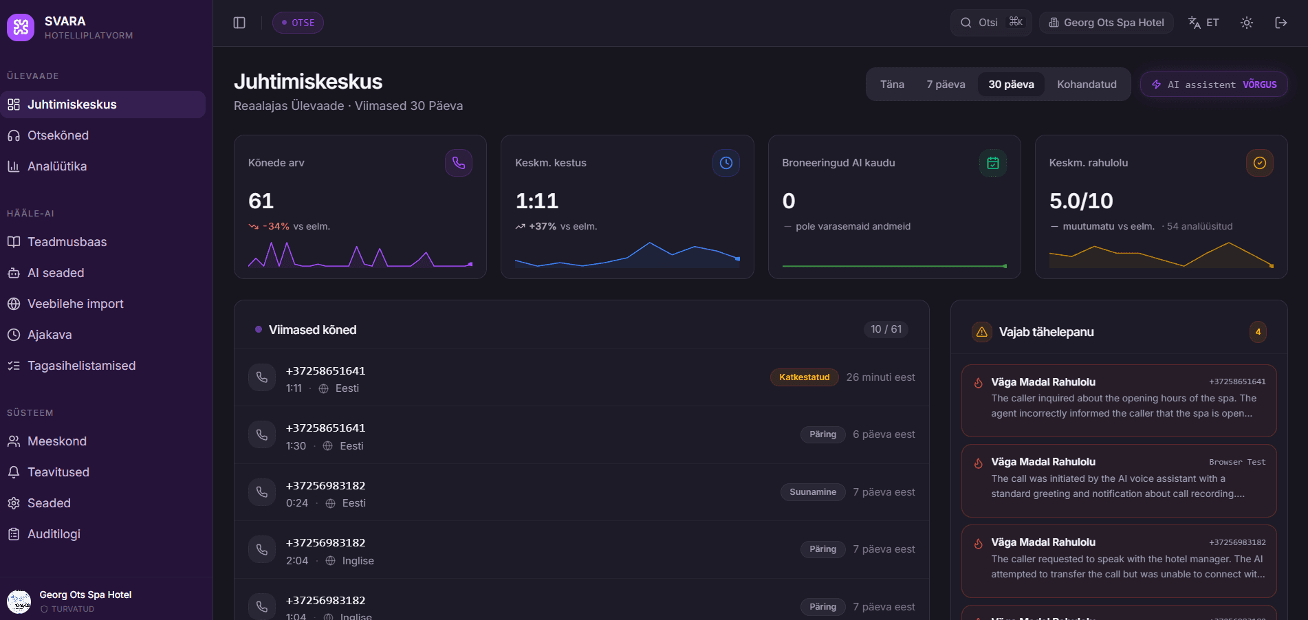 SVARA AI website